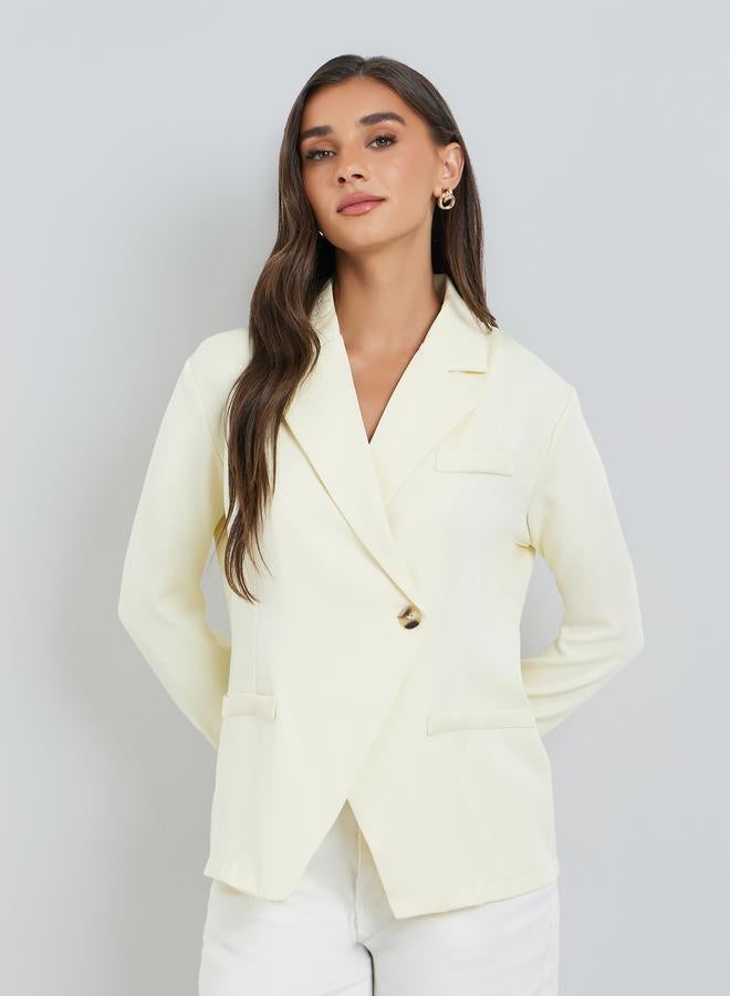 Styli Women Cream Button-Front Blazer - Image 4